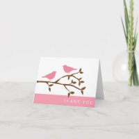 Pink Love Birds Danke Karten