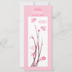 Pink Love Birds Spring Flowers Babydusche Einladung