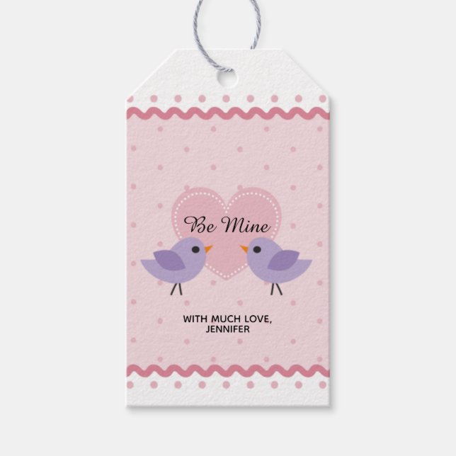 Pink Love Birds Valentine Geschenkanhänger (Vorderseite)