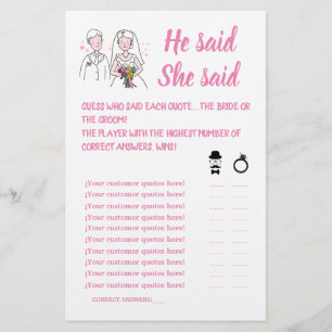 PINK LOVE ER SAGT SIE SAGT DUSCHE SPIELKARTE FLYER