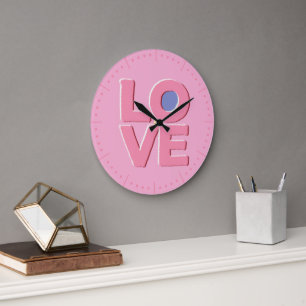 Pink LOVE - Große Wanduhr