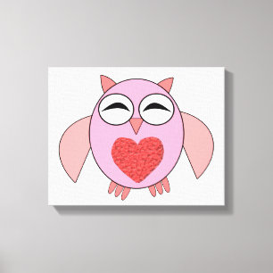 Pink Love Herz Eulen Leinwanddruck