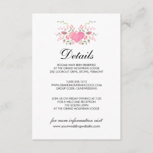 Pink Love   Rustikale Hochzeitsdetails Begleitkarte