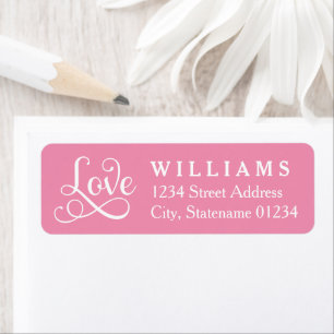 Pink Love Schrift Hochzeit Rücksendeadresse