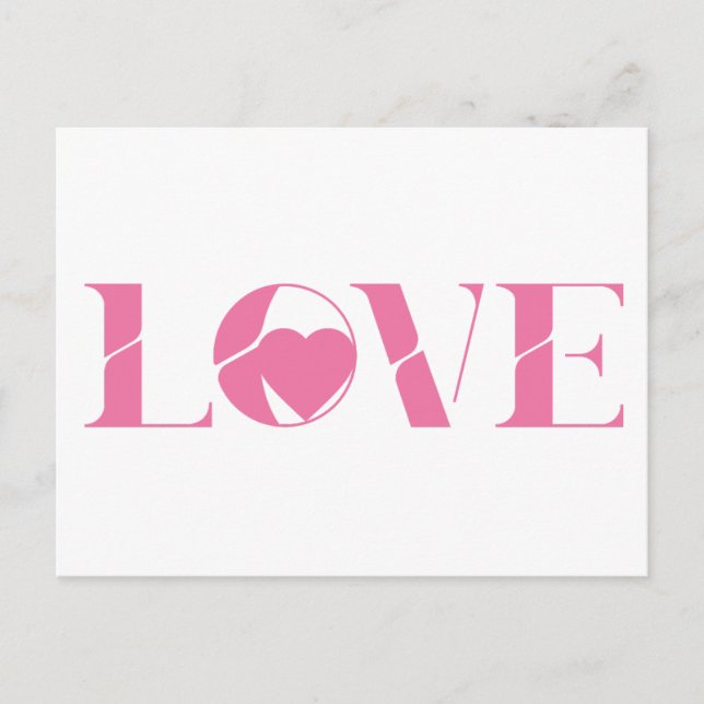 Pink Love Text Valentine's day Postkarte (Vorderseite)