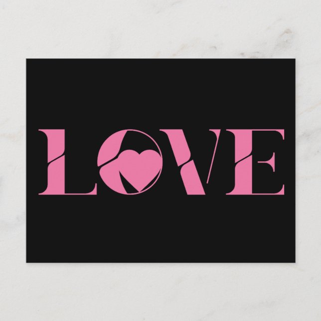 Pink Love Text Valentinstag Postkarte (Vorderseite)