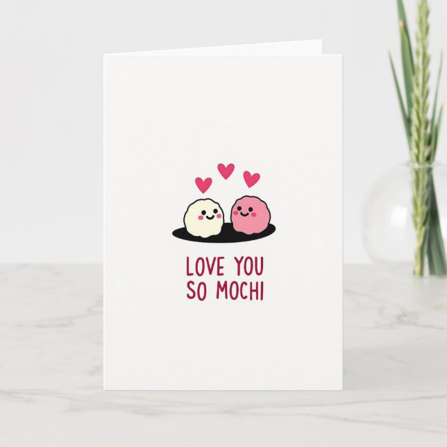 Pink Love You So Mochi Card Karte (Vorderseite)