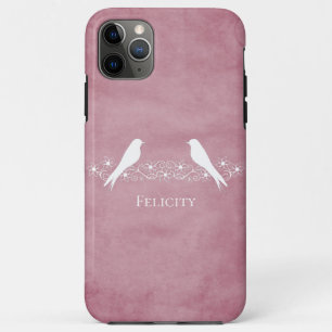 Pink Lovebirds Floral Vine iPhone Case