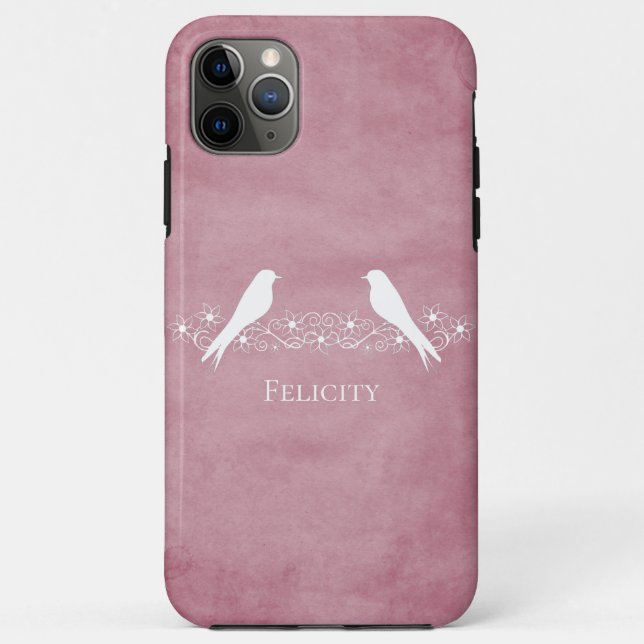 Pink Lovebirds Floral Vine iPhone Case (Rückseite)