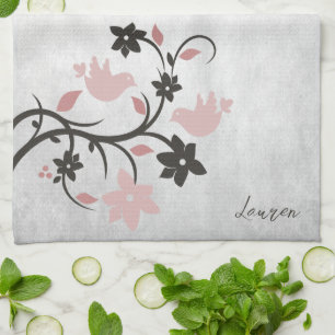 Pink Lovebirds Personalisiert Küchentücher