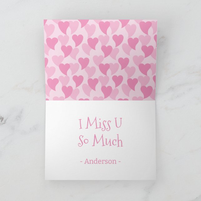 Pink Lovely Hearts Nahtloses Muster Karte (Innenseite)