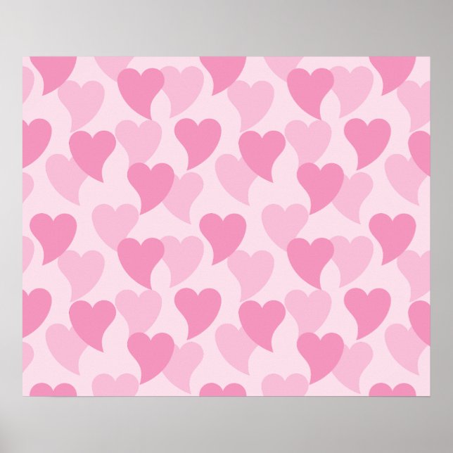 Pink Lovely Hearts Nahtloses Muster Poster (Vorne)