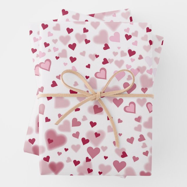  Pink Lovely Hearts Pattern  Geschenkpapier Set (Beispiel)
