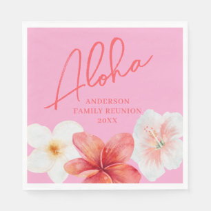 Pink Luau Tropische Blumen Wiedervereinigungsparty Serviette
