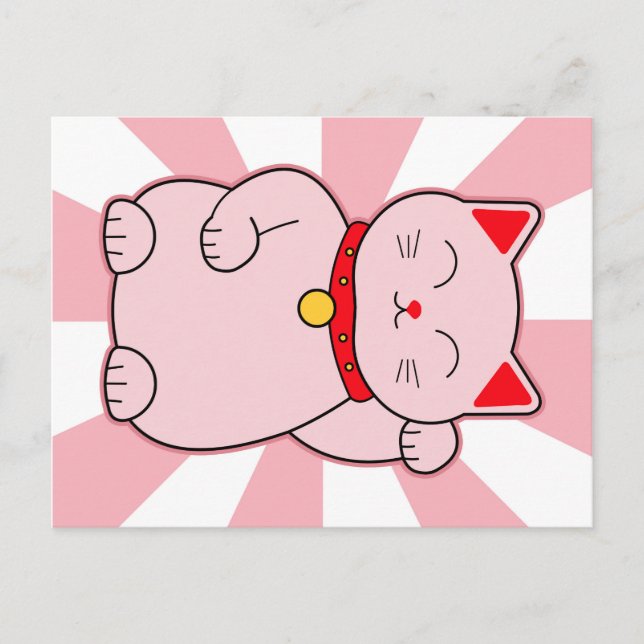 Pink Lucky Cat Postkarte (Vorderseite)