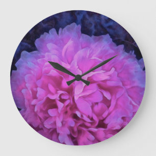 Pink Lush Peony Blume Große Wanduhr