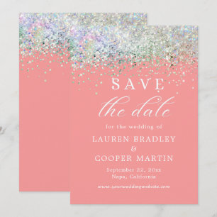 Pink Luxury Glitzer Wedding Save the Date