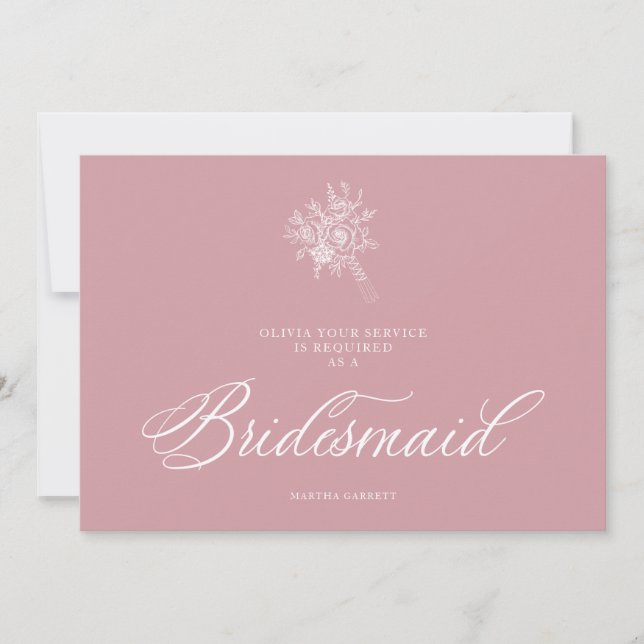 Pink Luxury Minimalist Wedding Bouquet Bridesmaid (Vorderseite)