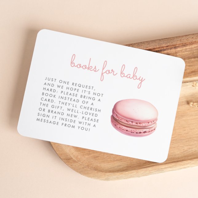 Pink Macaron Baby Shower Books Enclosure Card Begleitkarte (Von Creator hochgeladen)