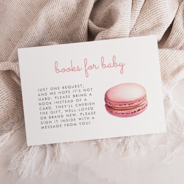 Pink Macaron Baby Shower Books Enclosure Card Begleitkarte (Von Creator hochgeladen)
