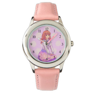 Pink Macaron Girl Armbanduhr