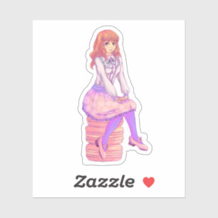 Pink Macaron Girl Aufkleber