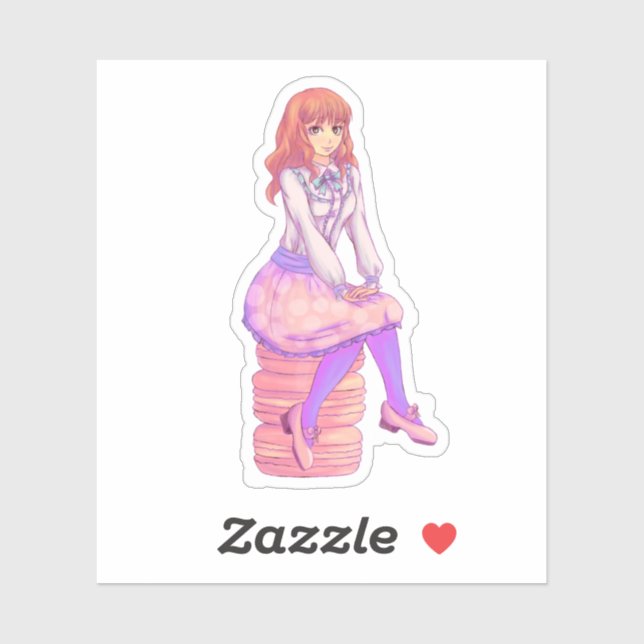 Pink Macaron Girl Aufkleber (Blatt)