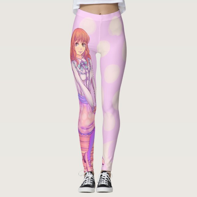 Pink Macaron Girl Leggings (Vorderseite)
