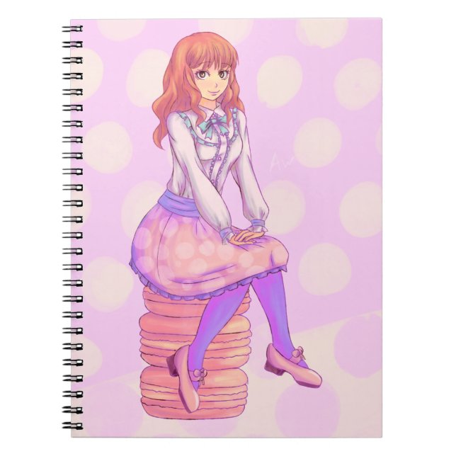 Pink Macaron Girl Notizblock (Vorderseite)