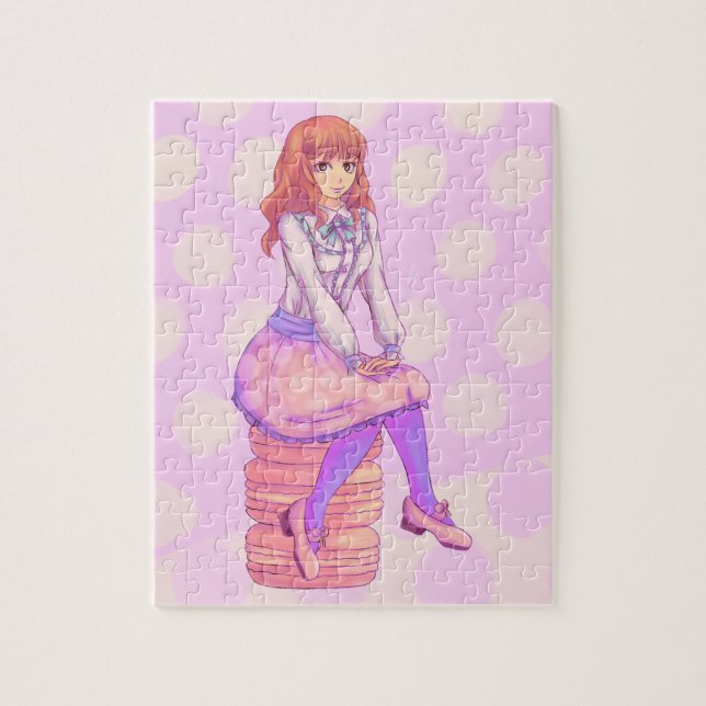 Pink Macaron Girl Puzzle (Vertikal)