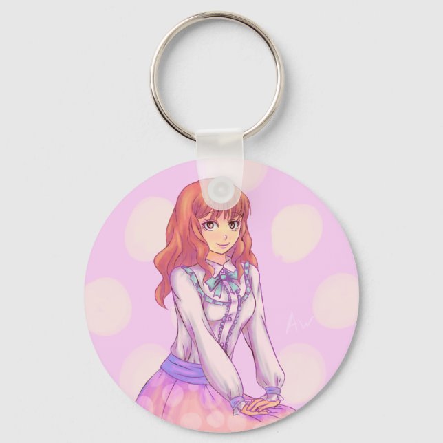 Pink Macaron Girl Schlüsselanhänger (Vorderseite)