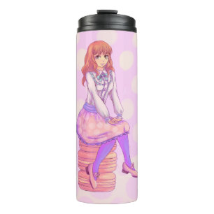 Pink Macaron Girl Thermosbecher