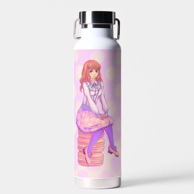 Pink Macaron Girl Trinkflasche (Vorne)