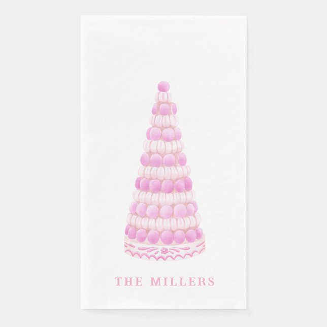 Pink Macaron Tower Personalized Serviette (Vorderseite)