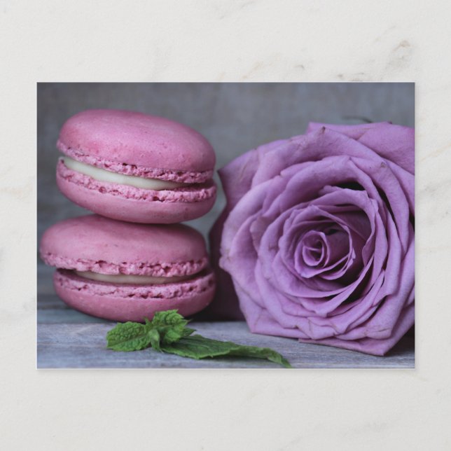 Pink Macarons Lila Rose Französische Konditorei Po Postkarte (Vorderseite)