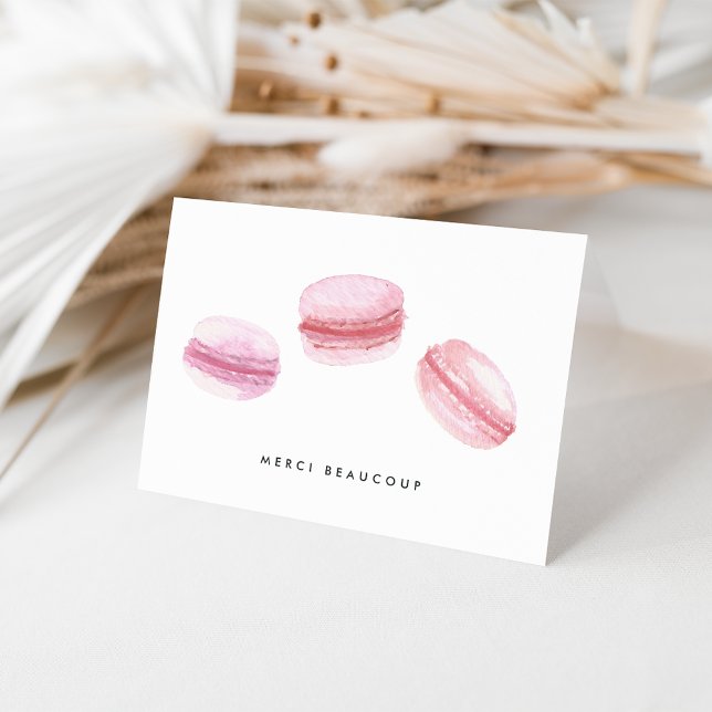 Pink Macarons Merci Beaucoup Dankeskarte (Von Creator hochgeladen)