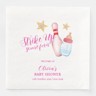 Pink macht Spass beim Bowling Baby Shower Willkomm Serviette