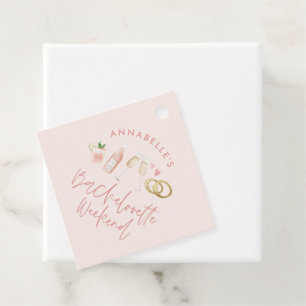 Pink mädchengängige Champagner-Script-Bachelorette Geschenkanhänger