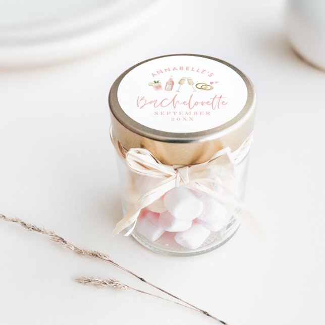 Pink mädchengrün-modern Champagner Bachelorette st Runder Aufkleber (Von Creator hochgeladen)