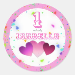 Pink mädchenhaft 1 und nur mit dem Namen Herz Conf Runder Aufkleber