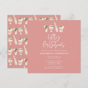 Pink mädchenhaft Wasserfarbe 50 und fabelhafte Geb Einladung