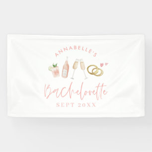 Pink mädchenhafte Champagner-Bachelorette-Wochenen Banner