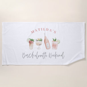 Pink mädchenhafte Drinks Bachelorette Wochenende Strandtuch