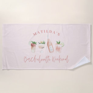 Pink mädchenhafte Drinks Bachelorette Wochenende Strandtuch