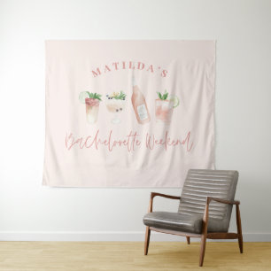 Pink mädchenhafte Drinks Bachelorette Wochenende Wandteppich