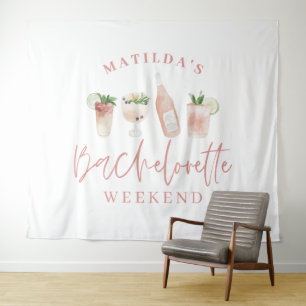 Pink mädchenhafte Drinks Bachelorette Wochenende Wandteppich