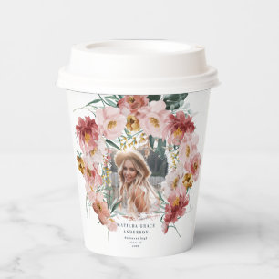 Pink mädchenhafte Foto-Abschlussfeier Pappbecher