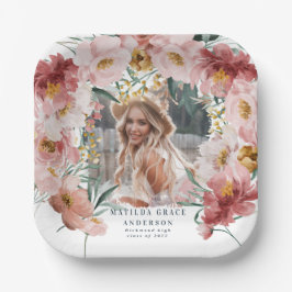 Pink mädchenhafte Foto-Abschlussfeier Pappteller