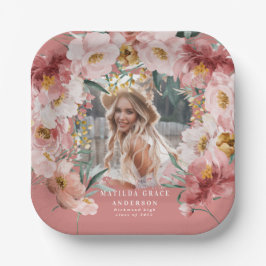 Pink mädchenhafte Foto Abschlussfeier Pflaume Pappteller