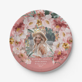 Pink mädchenhafte Foto Abschlussfeier Pl Pappteller